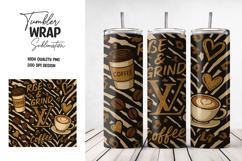 Rise and Grind Coffee Tumbler Wrap PNG Product Image 1