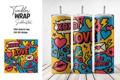 Pop Art Love XOXO Tumbler Wrap PNG Product Image 1