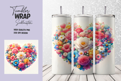 Colorful Heart-Shaped Floral Bouquet Tumbler Wrap Product Image 1