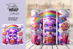 Rainbow Dessert Bear Tumbler Wrap Product Image 1