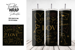 Elegant Black Gold Love Tumbler Wrap PNG Product Image 1