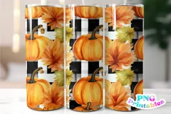 Fall Pumpkin and Plaid 20 oz Skinny Tumbler Wrap Product Image 1