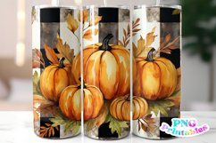 Fall Pumpkin and Plaid 20 oz Skinny Tumbler Wrap Product Image 1