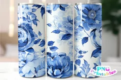 Blue Floral 20 oz Skinny Tumbler Wrap Product Image 1
