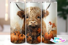 Fall Highland Cow 20 oz Skinny Tumbler Wrap Product Image 1