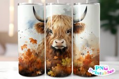 Fall Highland Cow 20 oz Skinny Tumbler Wrap Product Image 1