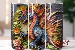 Dinosaur tumbler sublimation wrap / 3d dinosaur, quilling Product Image 1