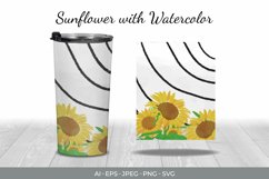 Sunflowers Tumbler Wrap Design - Watercolor Design Product Image 1