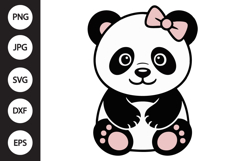 Panda Cub with Bow SVG Product Image 1