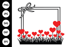 Heart Flowers Frame SVG Product Image 1