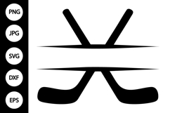 Split Monogram Crossed Hockey Sticks SVG Product Image 1