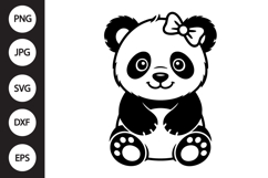 Panda Cub with Bow SVG Product Image 1
