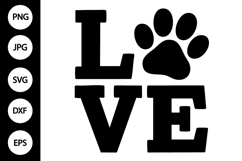 Love with Paw Print SVG Product Image 1