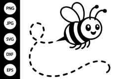 Bee with Dotted Line SVG Product Image 1