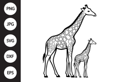 Giraffe Mama and Baby SVG Product Image 1