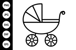 Outline Baby Stroller SVG, Coloring Page Product Image 1