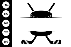 Split Monogram Crossed Hockey Sticks SVG Product Image 1