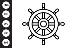 Ship Wheel Outline SVG, Coloring Page Product Image 1