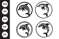 Tribal Dolphin in Circle SVG Product Image 1