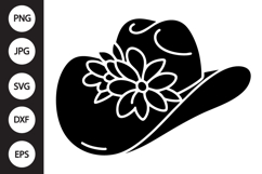 Cowboy Hat Flowers SVG Product Image 1