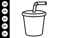 Outline Cup with Straw SVG Product Image 1