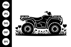 4 Wheeler with Heart Flowers SVG Product Image 1