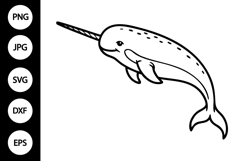 Narwhal Outline SVG, Coloring Page Product Image 1