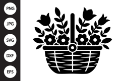 Flower Basket Silhouette SVG Product Image 1