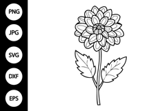 Outline Dahlia Flower SVG Product Image 1