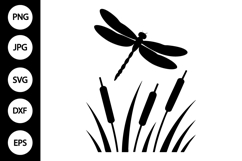Dragonfly on Reeds SVG Product Image 1