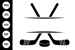 Split Monogram Crossed Hockey Sticks SVG Product Image 1