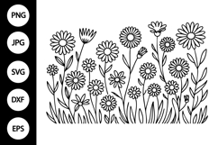 Meadow Flower Outline SVG, Coloring Page Product Image 1