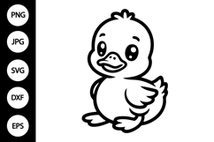 Cute Baby Duckling Outline SVG Product Image 1