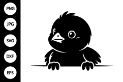 Chick Peeking SVG, Chick Silhouette SVG Product Image 1