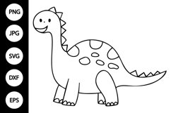 Outline Doodle Dinosaur SVG, Coloring Page Product Image 1