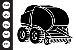 Round Baler Silhouette SVG Product Image 1