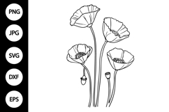 Outline Poppy Flower SVG, Coloring Page Product Image 1