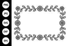Floral Rectangle Frame SVG Product Image 1