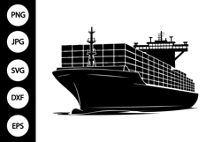 Cargo Ship Silhouette SVG Product Image 1
