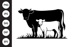 Cow Calf Silhouette SVG Product Image 1