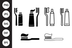 Toothbrush with Toothpaste SVG Product Image 1