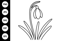 Outline Snowdrop Flower SVG Product Image 1