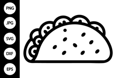 Taco Outline SVG, Coloring Page Product Image 1