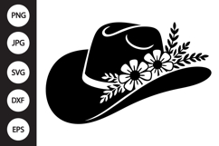 Cowboy Hat Flowers SVG Product Image 1