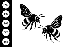 Two Bees Together Silhouette SVG Product Image 1