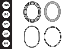 Oval Double Frame SVG, Oval Double Frame Clipart Product Image 1