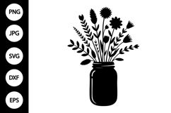 Vase with Flowers Silhouette SVG Product Image 1