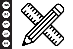 Ruler and Pencil Crossed SVG Product Image 1