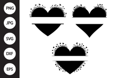 Split Monogram Floral Heart SVG Product Image 1