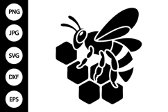 Bee on Honeycomb Silhouette SVG Product Image 1